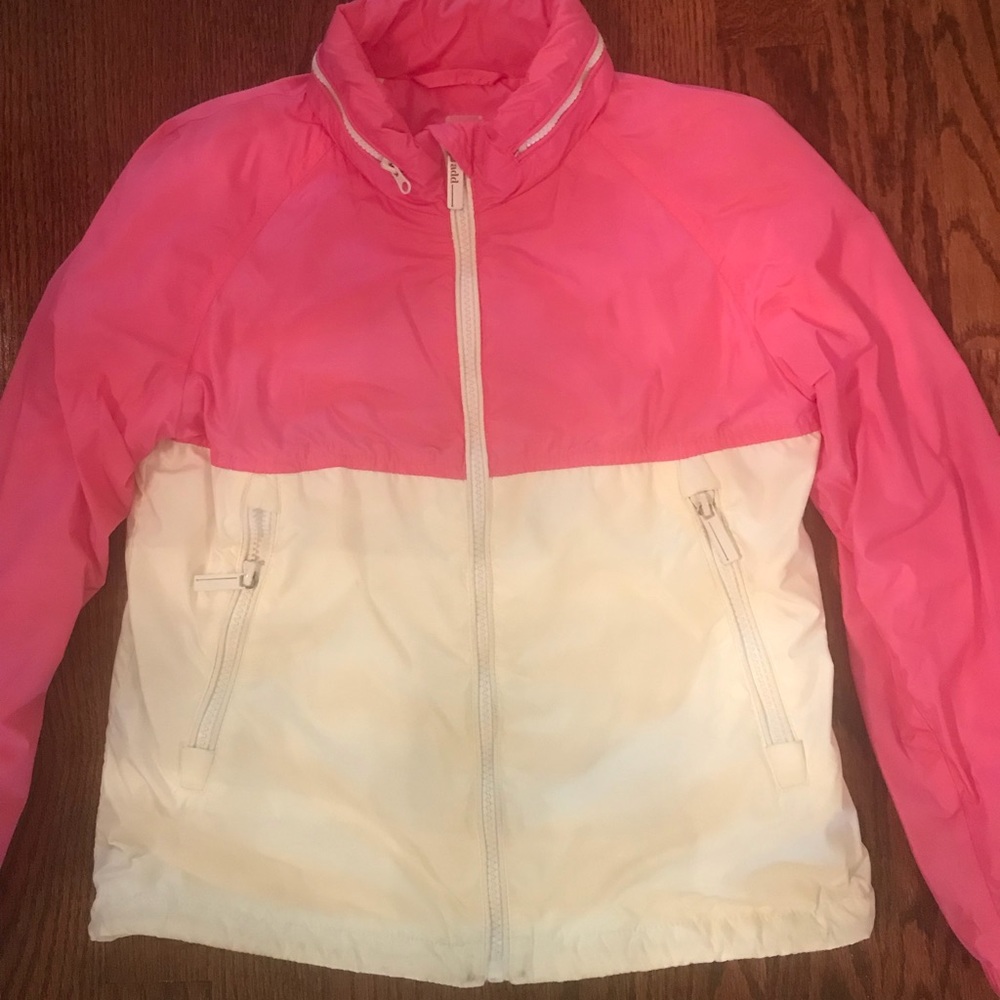 ADD down girls pink white windbreaker jacket sz 8